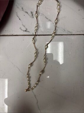 Marie Oliver Ivory Pearl and Gold Station Necklace